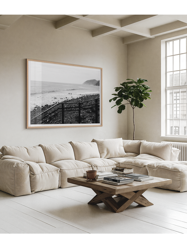 Between Waves_Oak_Surf Framed Art_Coastal Wall Decor_Interior Decor Art
